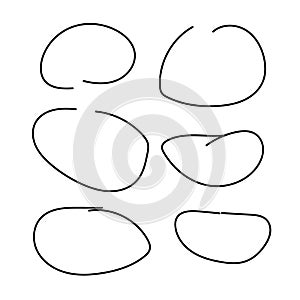 Hand drawn circle line sketch set. Vector circular scribble doodle round circles for message note mark design element.