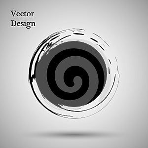 Hand drawn circle shape. label, logo design element. Brush abstract wave.