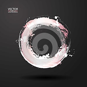 Hand drawn circle shape. Label, logo design element. Brush abstract wave. Black enso zen symbol. Vector illustration