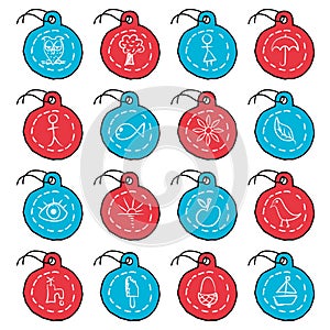 Hand drawn circle tag icons, set 2