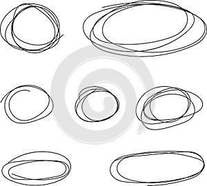 Hand drawn circles line sketch. Vector doodle round circles.