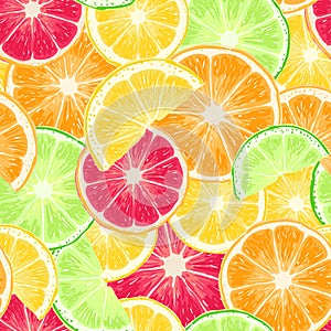 Hand drawn citrus fruits abstract background.