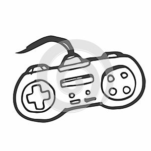 hand drawn classic game controler. joystick doodle