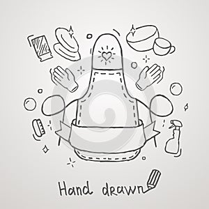 Hand drawn cleaning theme Apron Vector Design