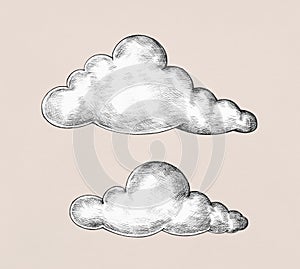 Hand-drawn clouds illustration solated on background photo