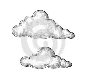 Hand drawn clouds illustration on white