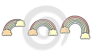 hand drawn clouds and rainbow2