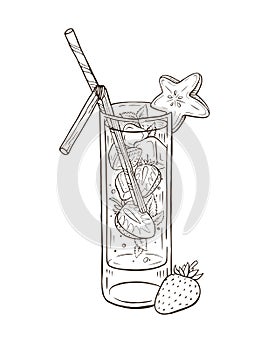 Hand drawn cocktail vector illustration