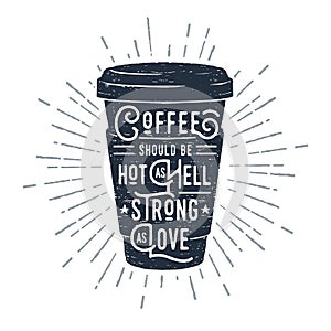 Hand drawn coffee cup textured vector illustration.