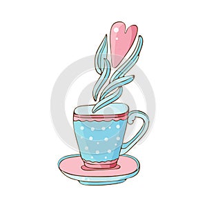 Hand drawn coffee and tea cup vector illustration. Espresso, cappuccino, latte, Irish, mocha. Isolated object on white background