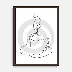 Hand drawn coffee tea cup wall decor