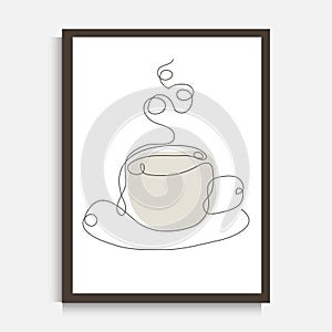 Hand drawn coffee tea cup wall decor