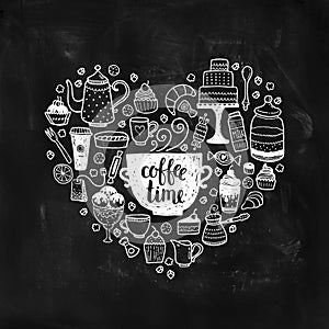 Hand drawn coffee time illustration