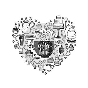 Hand drawn coffee time illustration