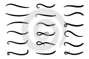 Hand drawn collection of curly swishes, swashes, swoops. Calligraphy swirl. Highlight text elements.