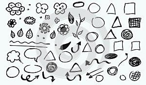 Hand drawn collection of elements for design