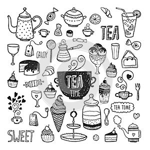 Hand drawn collection tea time