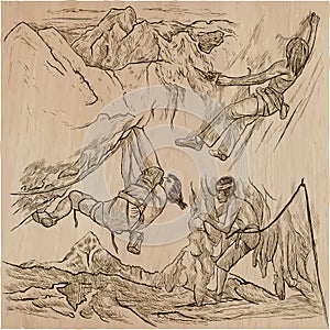 An hand drawn collection, vector pack - CLIMBING. Outdoor, Climb