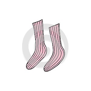 Hand drawn colored pink long socks.