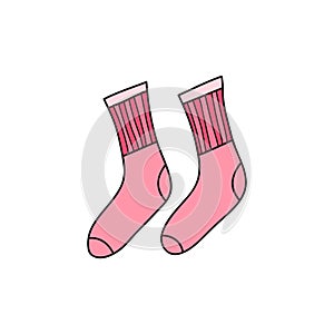 Hand drawn colored pink long socks.