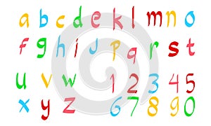 Hand drawn colorful alphabet letters isolated