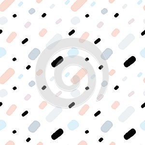 Hand drawn colorful confetti on white background simple abstract seamless vector pattern illustration