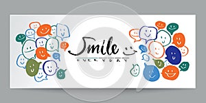 Hand drawn colorful doodle style Smile speech and calligraphy, p