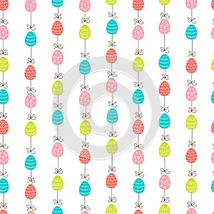 Hand drawn colorful Easter eggs in doodle style. Vector seamless pattern