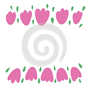 Hand drawn colorful Pink Flowers border frame for your concept logo design or social media banner.