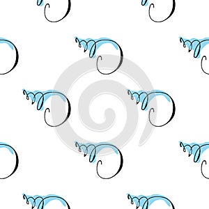 Hand drawn elegance soft blue sea shells vector seamless pattern photo
