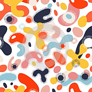 Hand drawn colorful various organic shapes. Abstract contemporary modern trendy vector illustration. Stamp texture