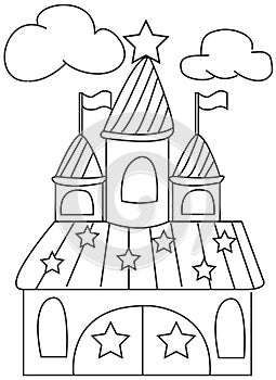 Hand drawn coloring page of a star castle