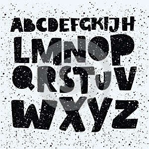 Hand drawn comics style font. Vector alphabet