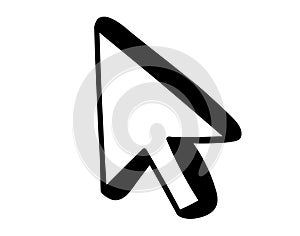 Hand drawn Computer mouse click pointer cursor arrow icon in doodle style