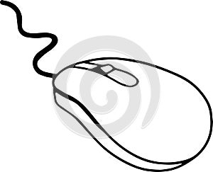 Hand drawn computer mouse. Vector design element. Internet technology.