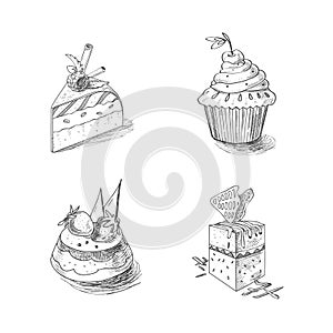 Hand drawn confections dessert pastry bakery