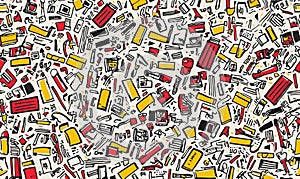 Hand-drawn construction tools seamless pattern background for DIY projects or design