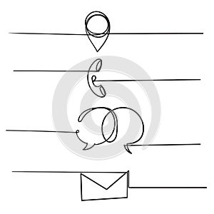 Hand drawn Contact us symbols for Social Media network icon doodle vector