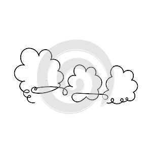 Hand drawn Continuous line drawing. Clouds.doodle hand drawing style.isolated photo