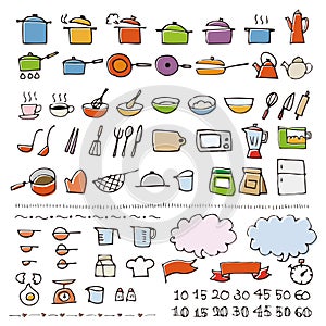 Hand drawn cookware sketch icon