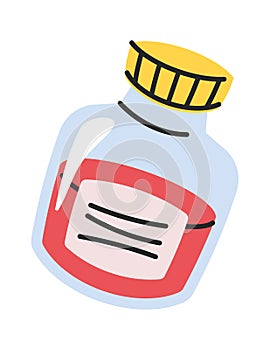 Hand-drawn corked laboratory glass bottle