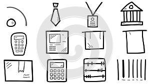 Hand drawn corporate icons set.