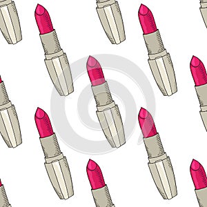 Hand drawn cosmetics pattern. Beauty and makeup.