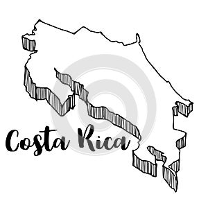 Hand drawn of Costa Rica map