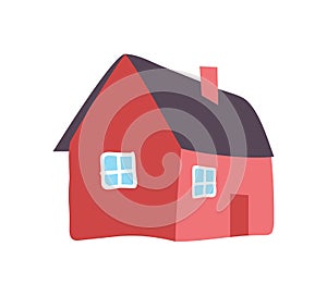 Hand Drawn Country House Chimney Vector Isolated