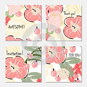 Hand drawn creative invitation greeting cards