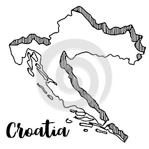 Hand drawn of Croatia map, illustration