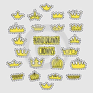 Hand drawn crown patch set