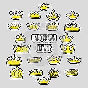 Hand drawn crown patch set