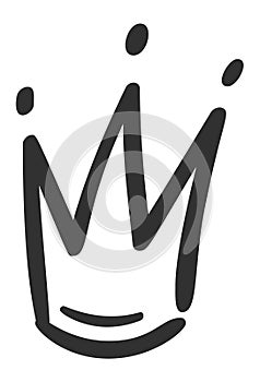 Hand drawn crown symbolizing royalty, power, and authority, isolated on a clean white background, perfect for enhancing various photo